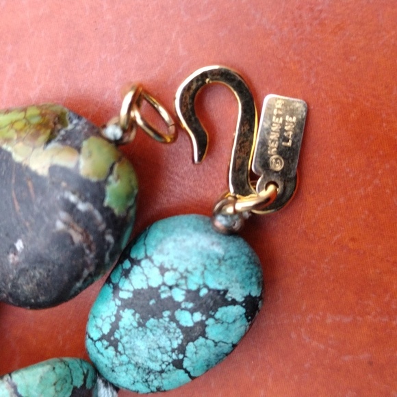 VINTAGE Kenneth Jay Lane Turquoise Nugget Chunky Gemstone Necklace - Picture 7 of 12